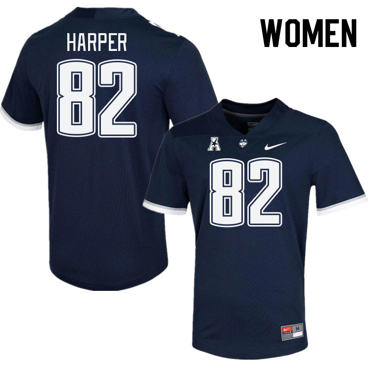 Women #82 Jackson Harper Connecticut Huskies College Football Jerseys Stitched Sale-Navy - Click Image to Close